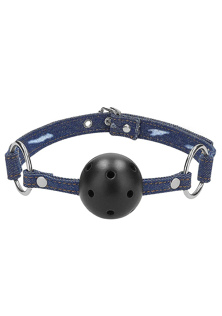 Ouch Denim Breathable Ball Gag Blue - Image 3