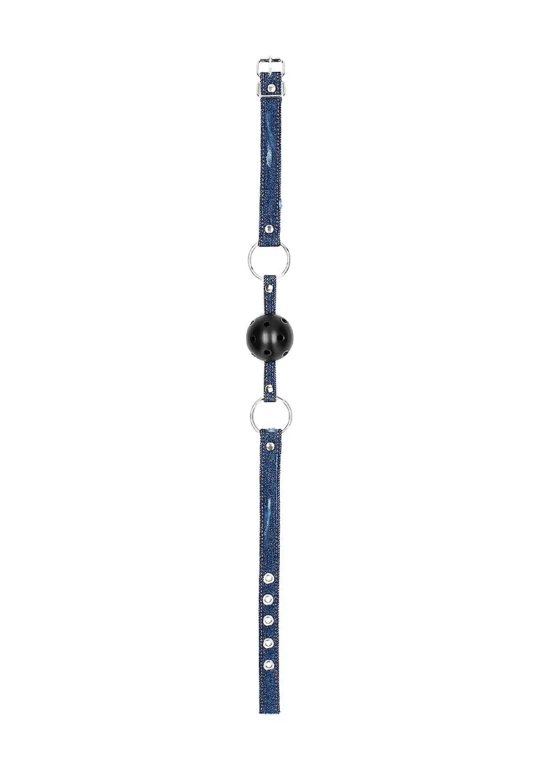 Ouch Denim Breathable Ball Gag Blue - Image 4