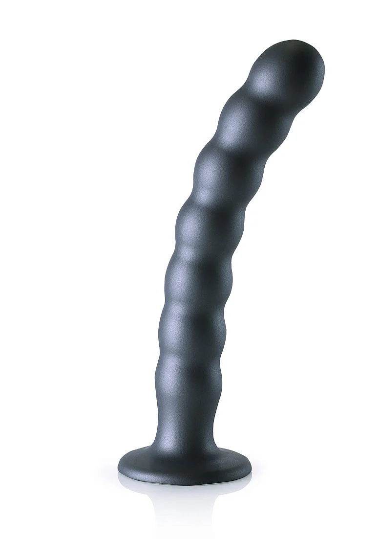 Ouch Beaded G-Spot Dildo 8'' Gun Metal - Image 4