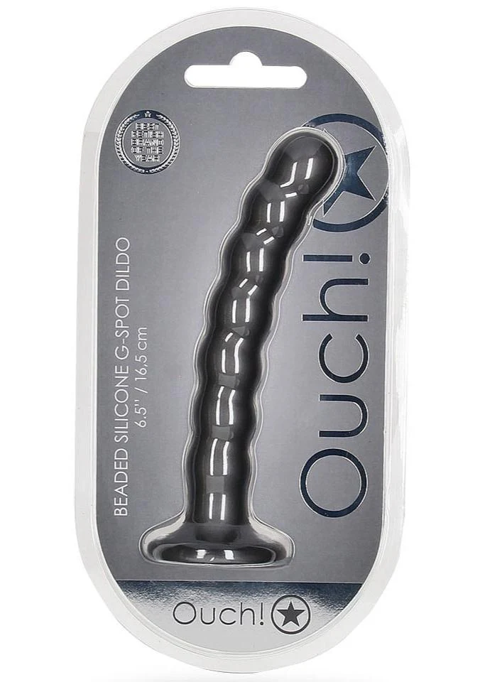 Ouch Beaded G-Spot Dildo 6.5" Gun Metal