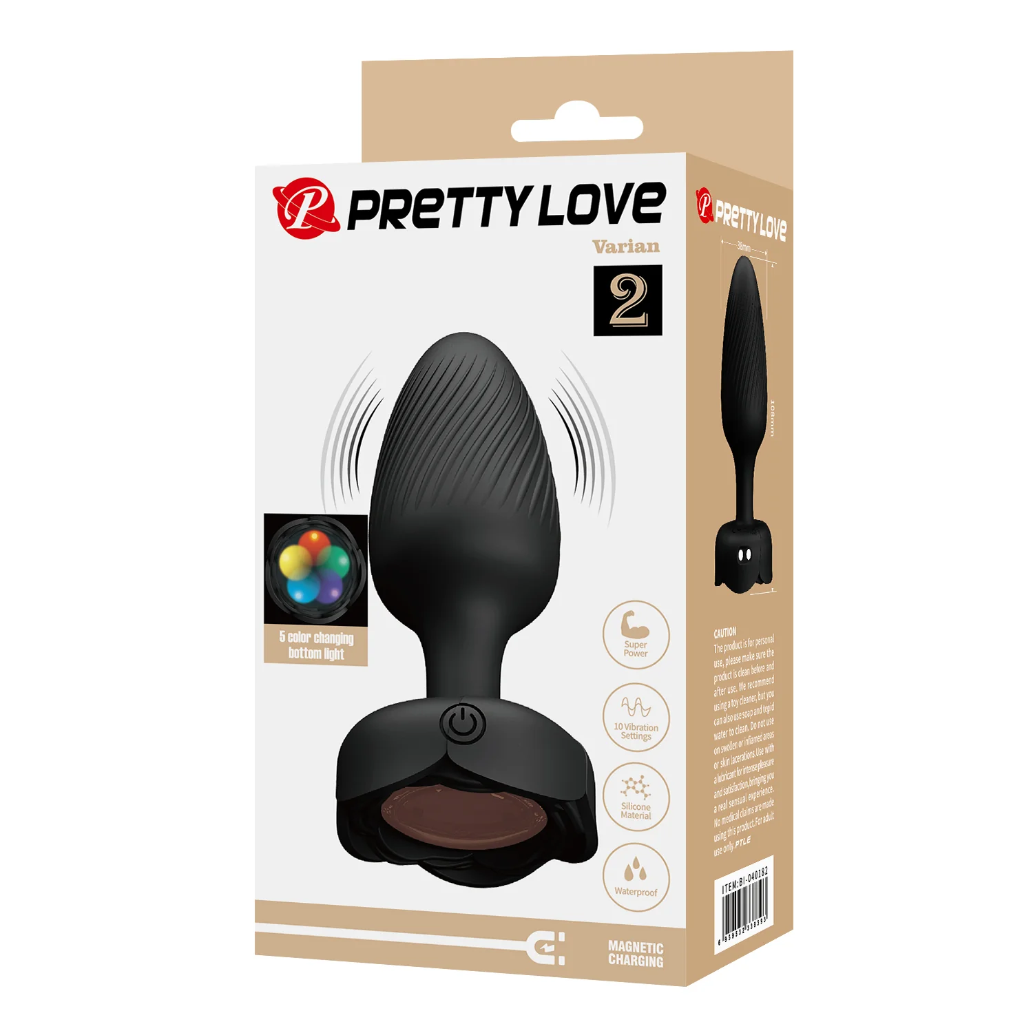 Pretty Love Varian 2 Vibrating Butt Plug with LED Lights BI-040182 - Image 6