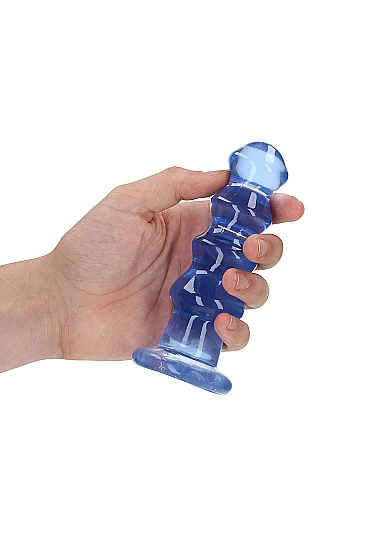 Realrock 5.5" Crystal Curvy Dildo Blue - Image 2