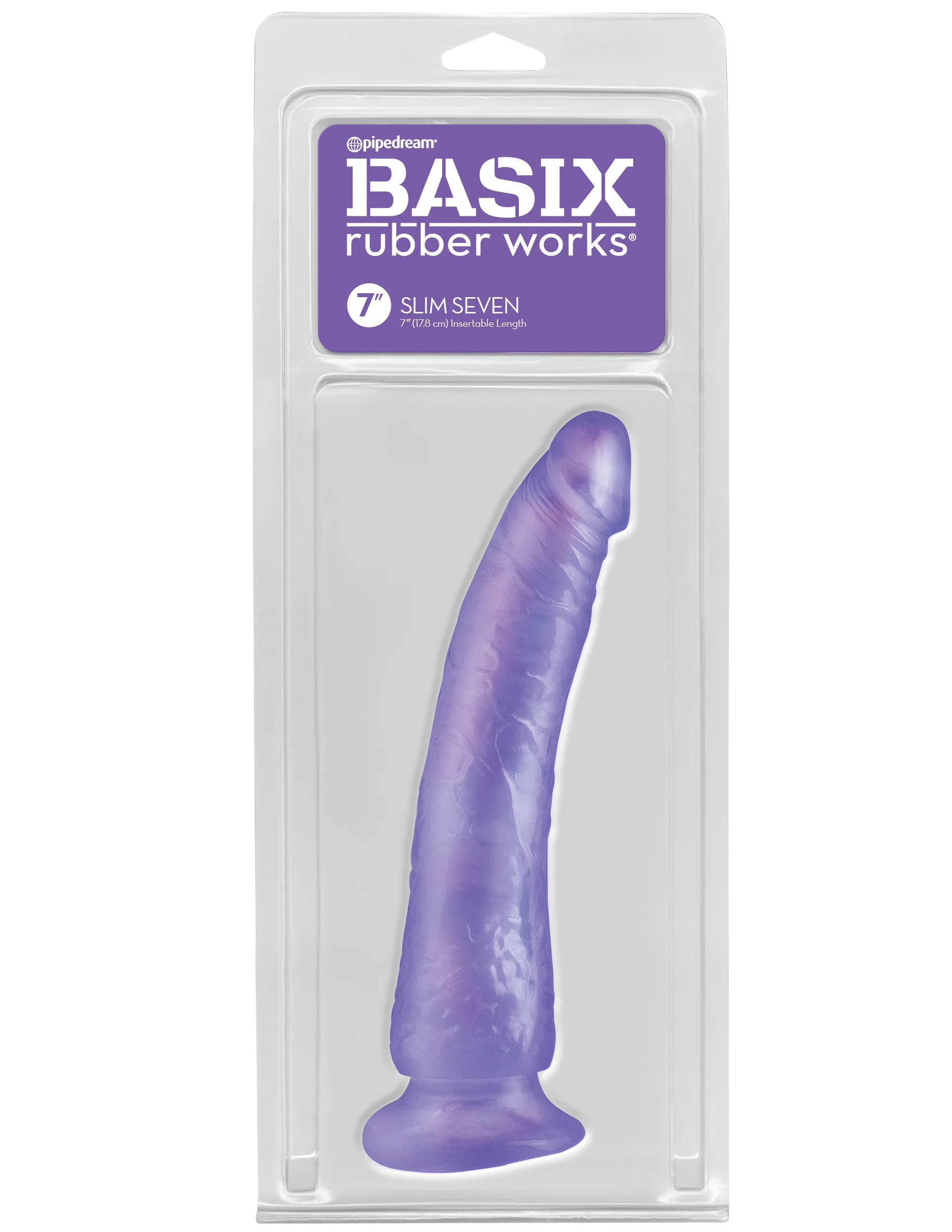 Pipedream Basix 7 Slim Seven Purple Dong - Image 2