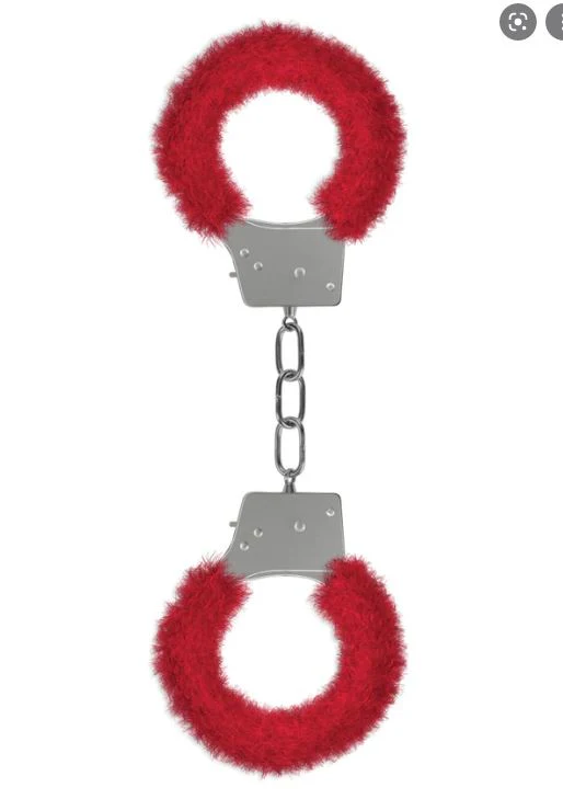Ouch Beginner Furry Handcuffs Red - Image 2