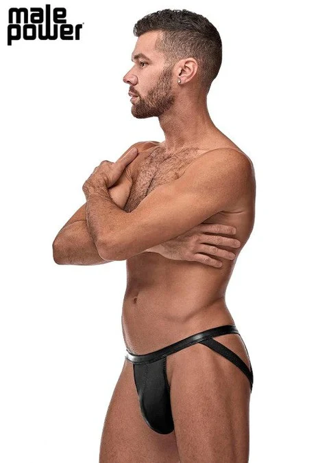 Male Power Black Matte Strappy Ring Jock Black L/XL - 352261 - Image 2