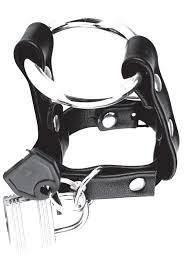 C&B Metal Cockring w/Locking Ball Strap - Image 3