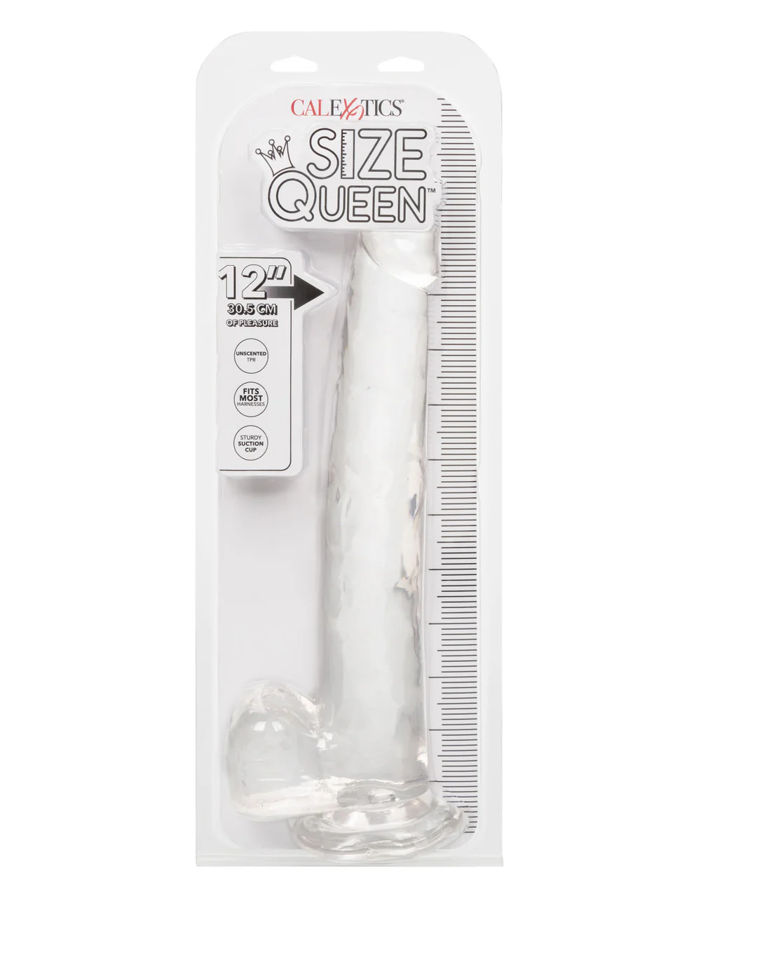 California Exotic Size Queen 12" Dong with Balls Clear