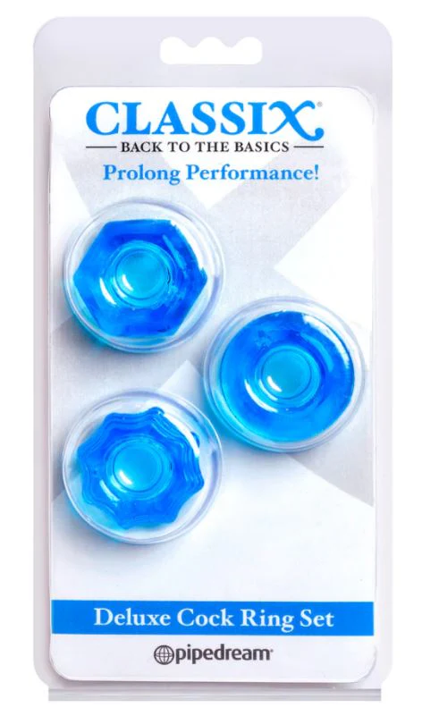 Pipedream Classix Deluxe Cock Ring Set Blue - Image 2