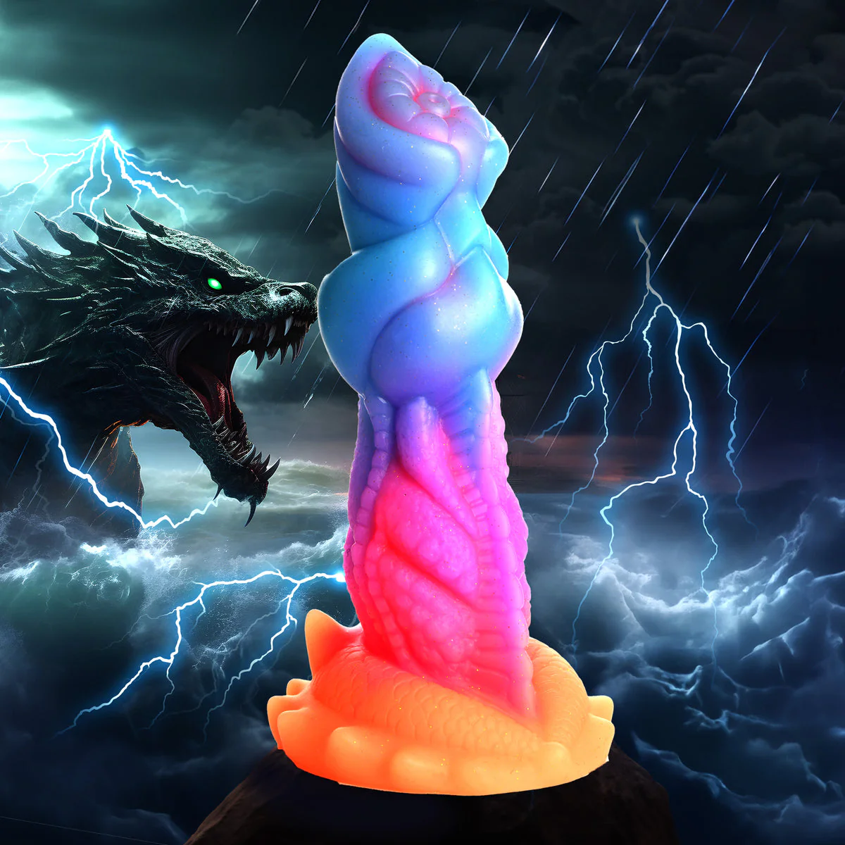 Creature Cocks Aqua-Cock 7.6" Glow-In-The-Dark Silicone Dildo - Image 3