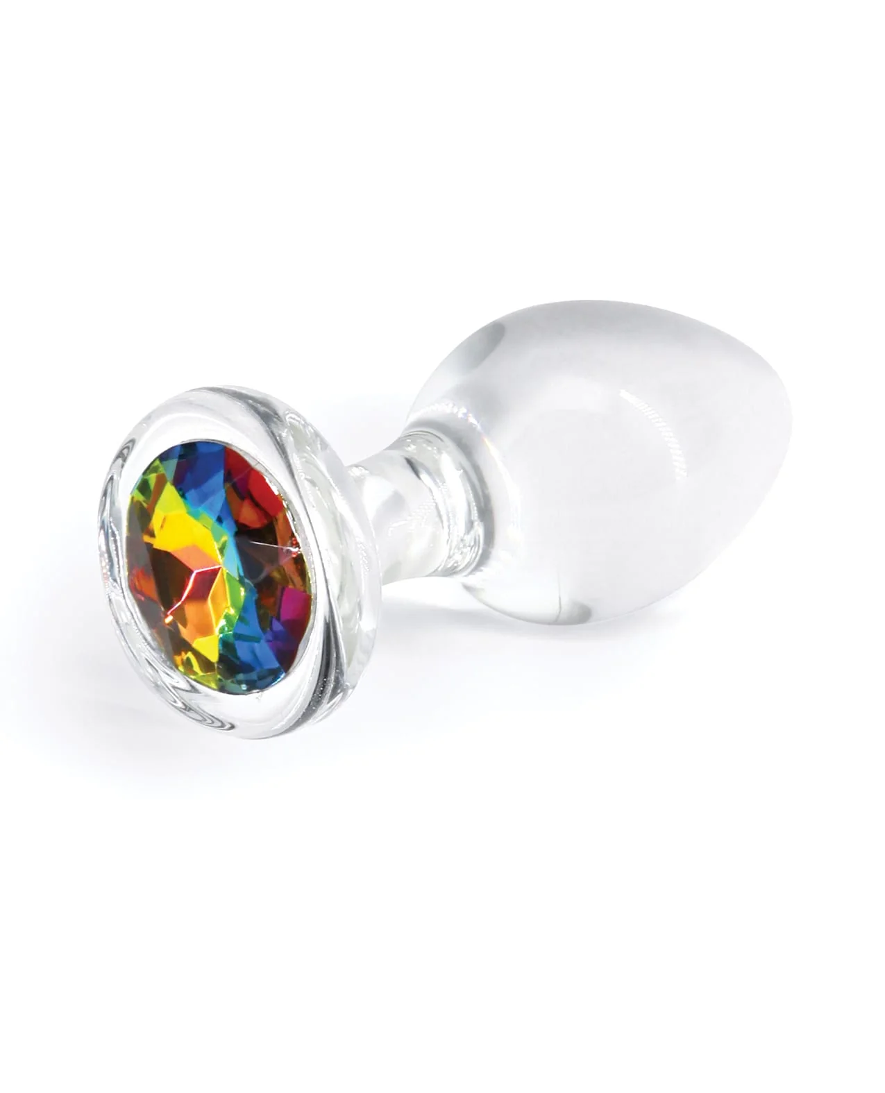 Crystal Desires Glass Round Gem Butt Plug Medium Rainbow - Image 2