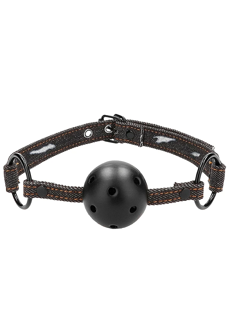 Ouch Denim Breathable Ball Gag Black - Image 3