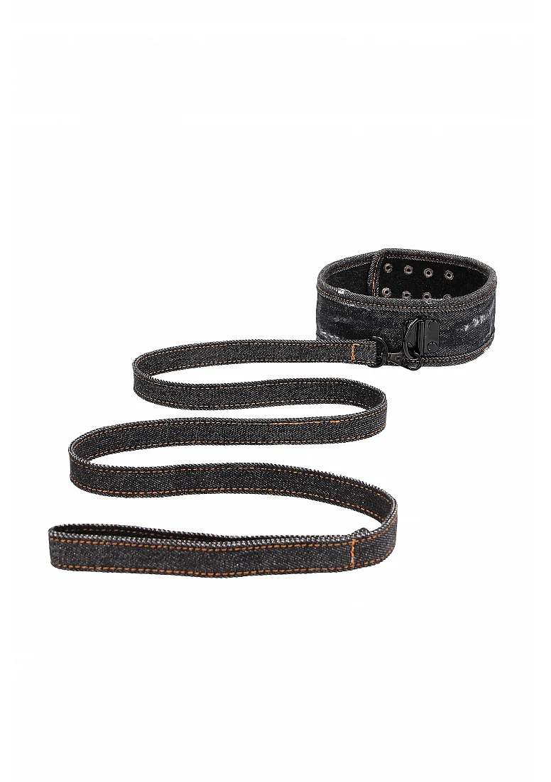 Ouch Denim Collae With Leash Black - Image 2