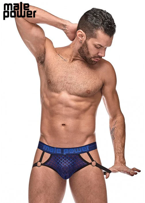 Male Power Diamond Mesh Jock Ring Navy L/XL - 398264 - Image 2