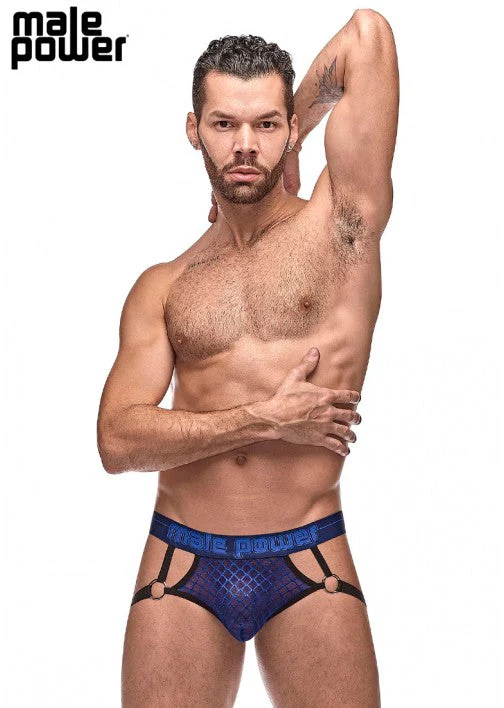 Male Power Diamond Mesh Jock Ring Navy L/XL - 398264 - Image 4