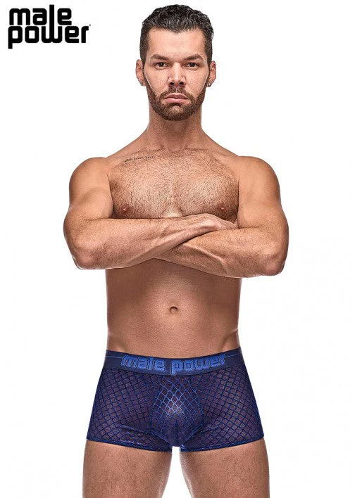Male Power Diamond Mesh Mini Short Navy L - 145264