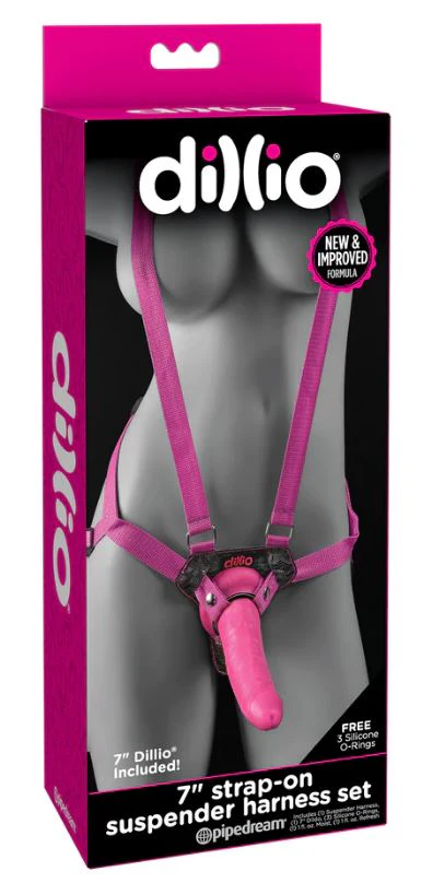 Dillio 7" Strap On Harness Set Pink