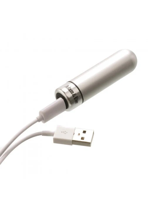 Adam & Eve Rechargeable Silver Metal Bullet - Image 2