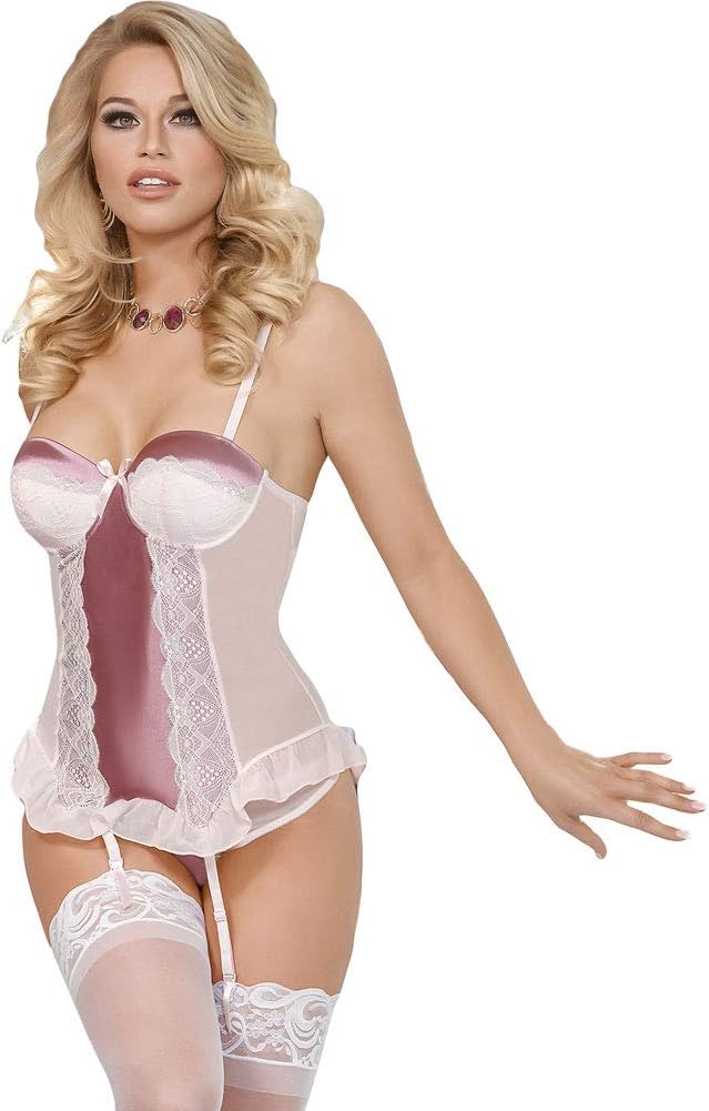 Exposed Corset Thong Set Rose B431 S/M