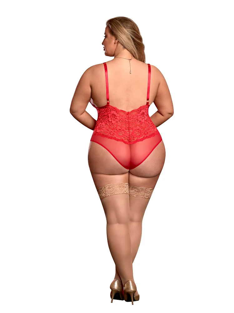Exposed Risque Business Crotchless Teddy Red Queen M222 - Image 2
