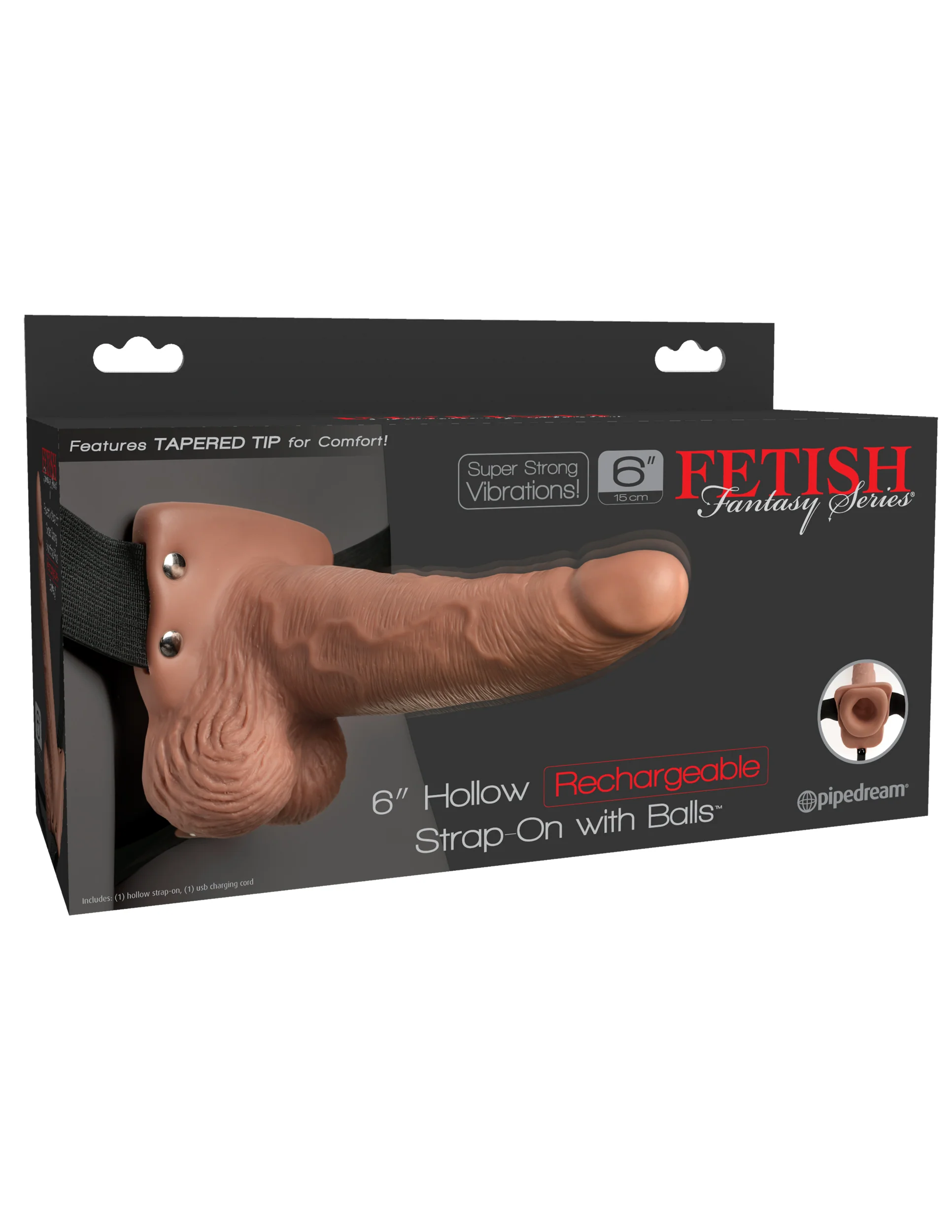 Fetish Fantasy 6 Hollow Recharge Strap On Balls Tan