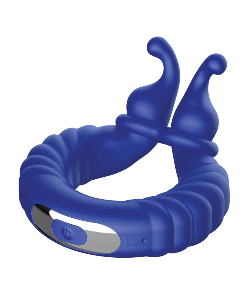 Forto F-24 Textured Vibrating Cock Ring Blue - Image 3