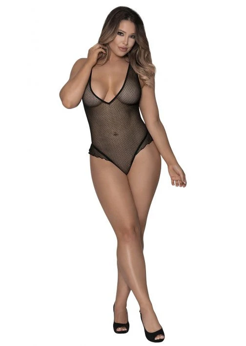 Exposed Girl Next Door Flutter Deep Plunge Teddy Black S/M M285