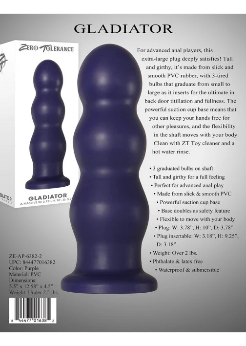 Zero Tolerance Gladiator Anal Plug - Image 6