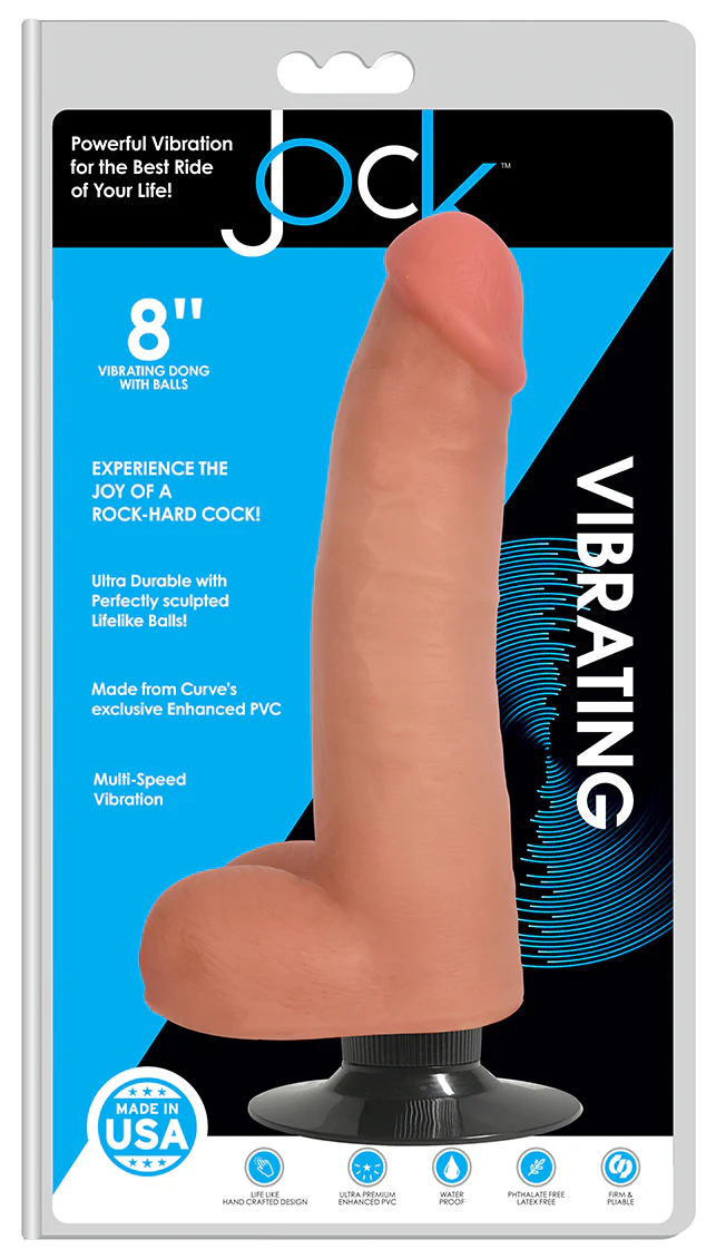 Jock 8" Vibrating Dong with Balls - Vanilla