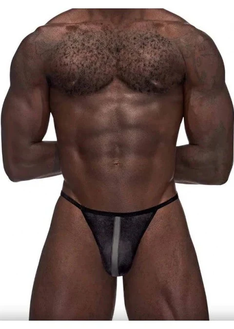 Male Power Landing Strip Micro Thong Black L/XL - 453271