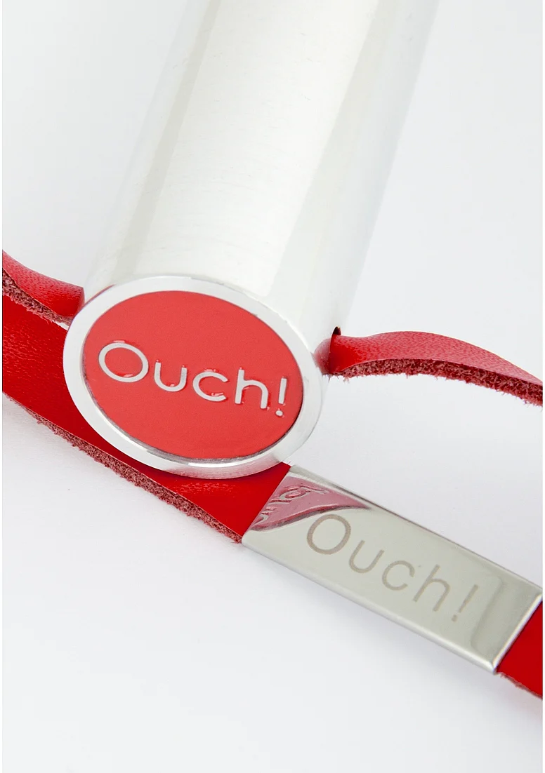 Ouch Leather Circle Tipped Crop Red - Image 2