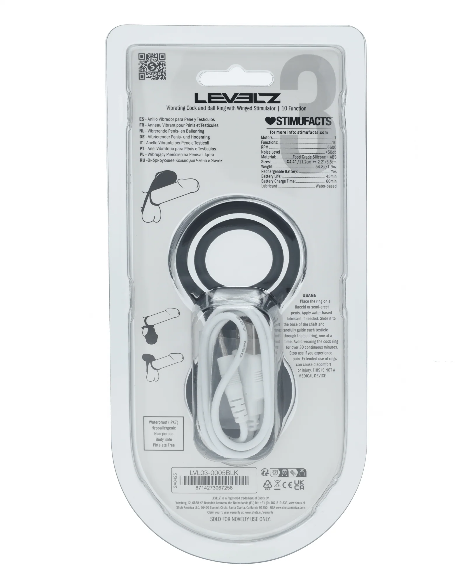 Levelz Vibrating Cock And Ball Ring With Winged Stimulator - Image 3