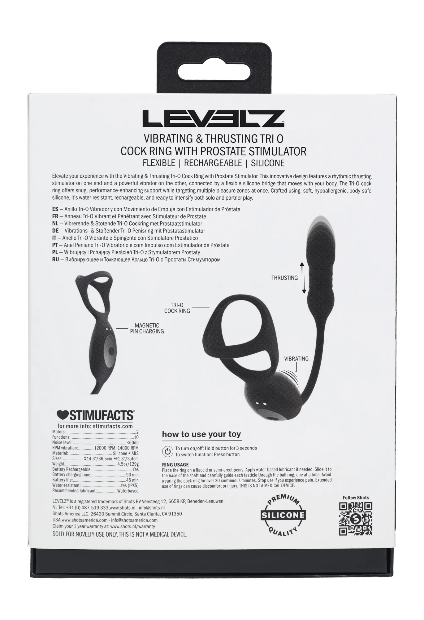 Levelz Vibrating & Thrusting Tri O Cock Ring With Prostate Stimulator - Image 3