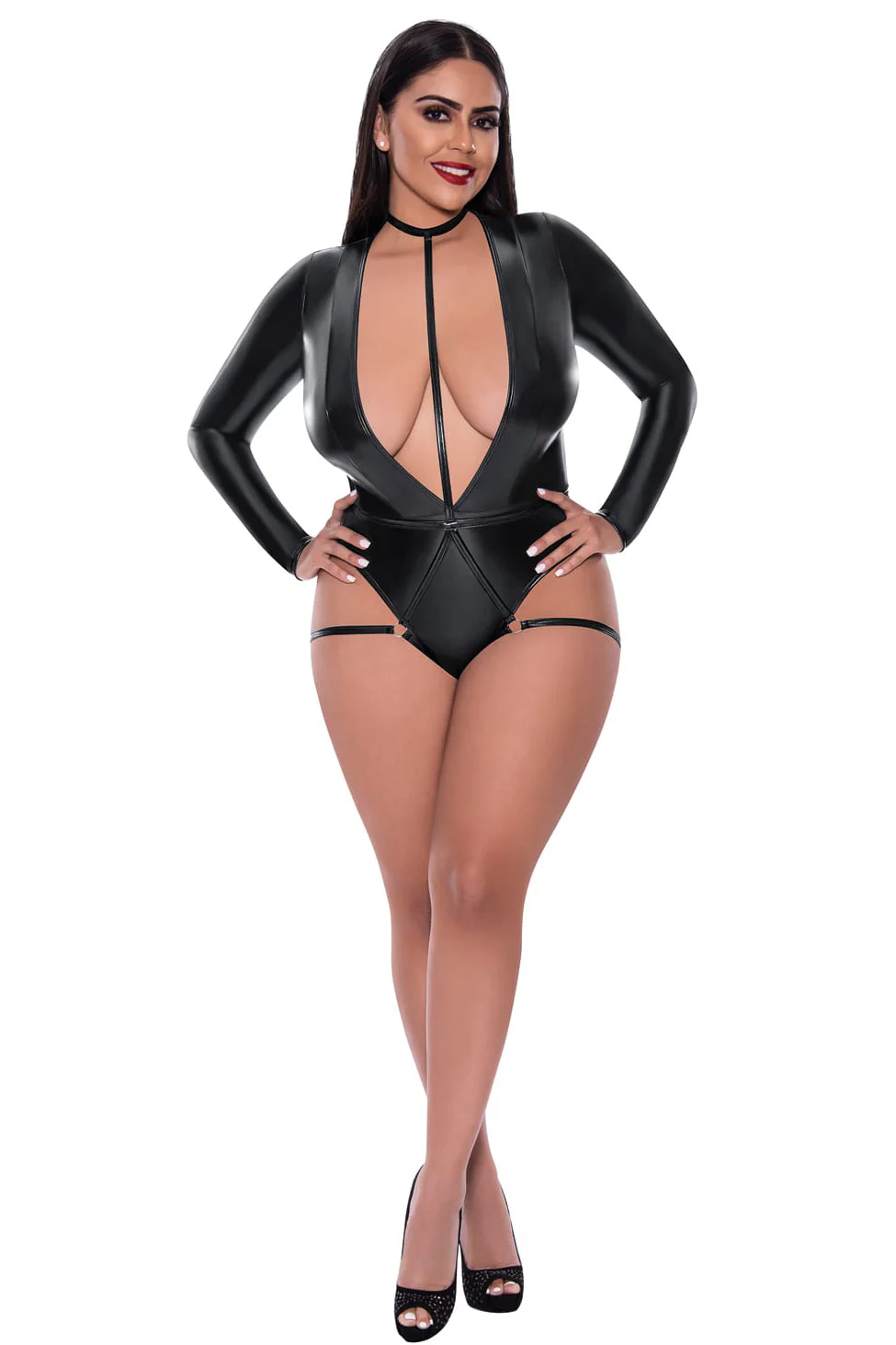 Exposed Liquid Onyx Teddy w/Harness Caging Black 2XL