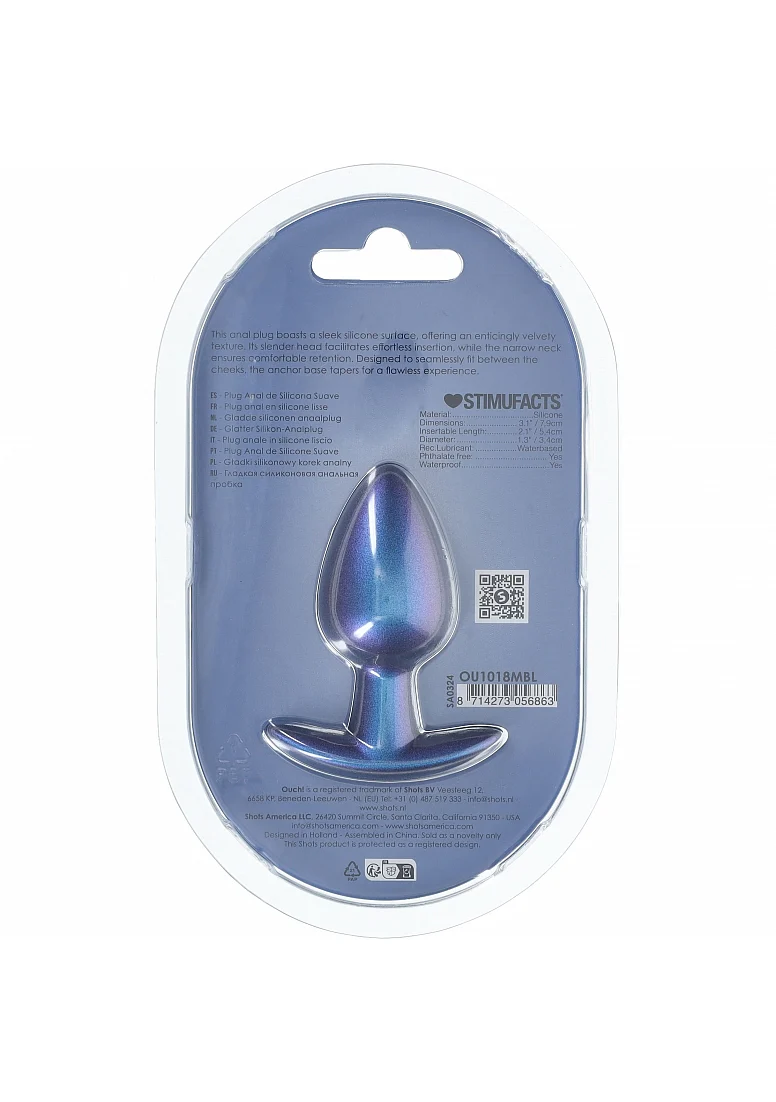 Ouch Anal Plug 3.1" Metallic Blue - Image 3