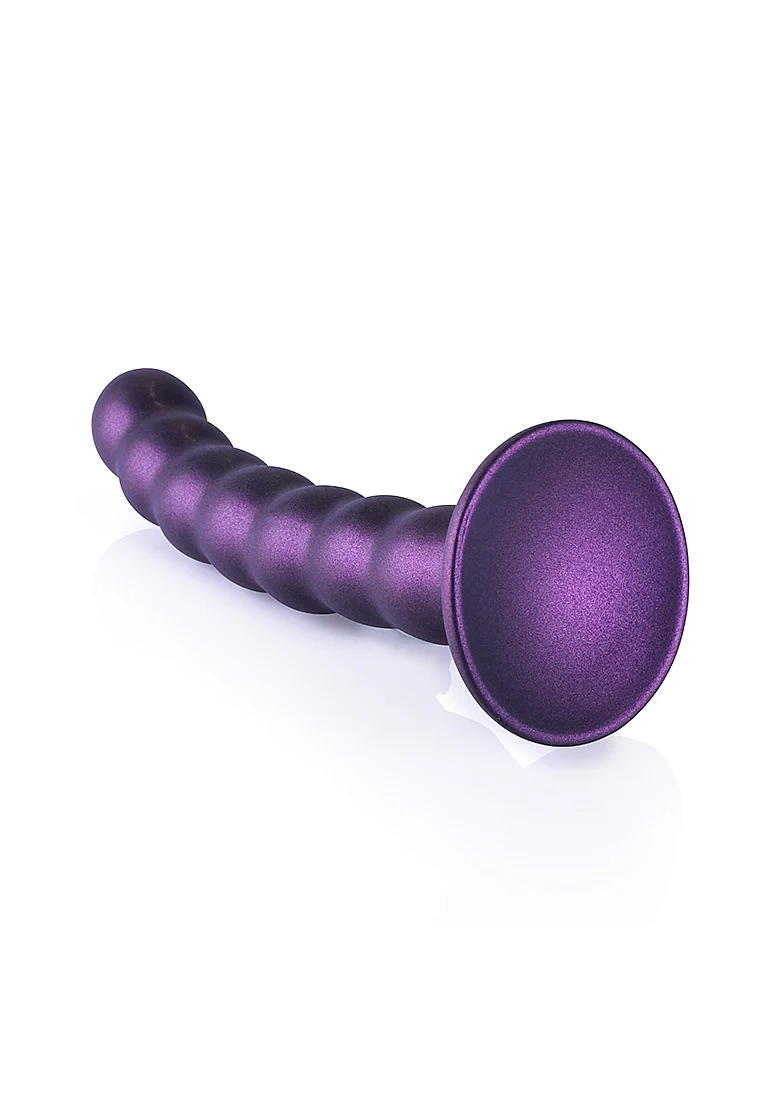Ouch Beaded G-Spot Dildo 6.5" Metallic Purple - Image 2