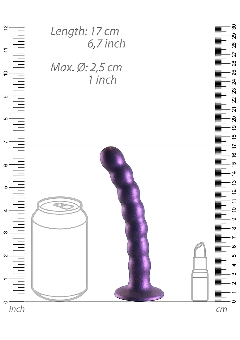Ouch Beaded G-Spot Dildo 6.5" Metallic Purple - Image 5