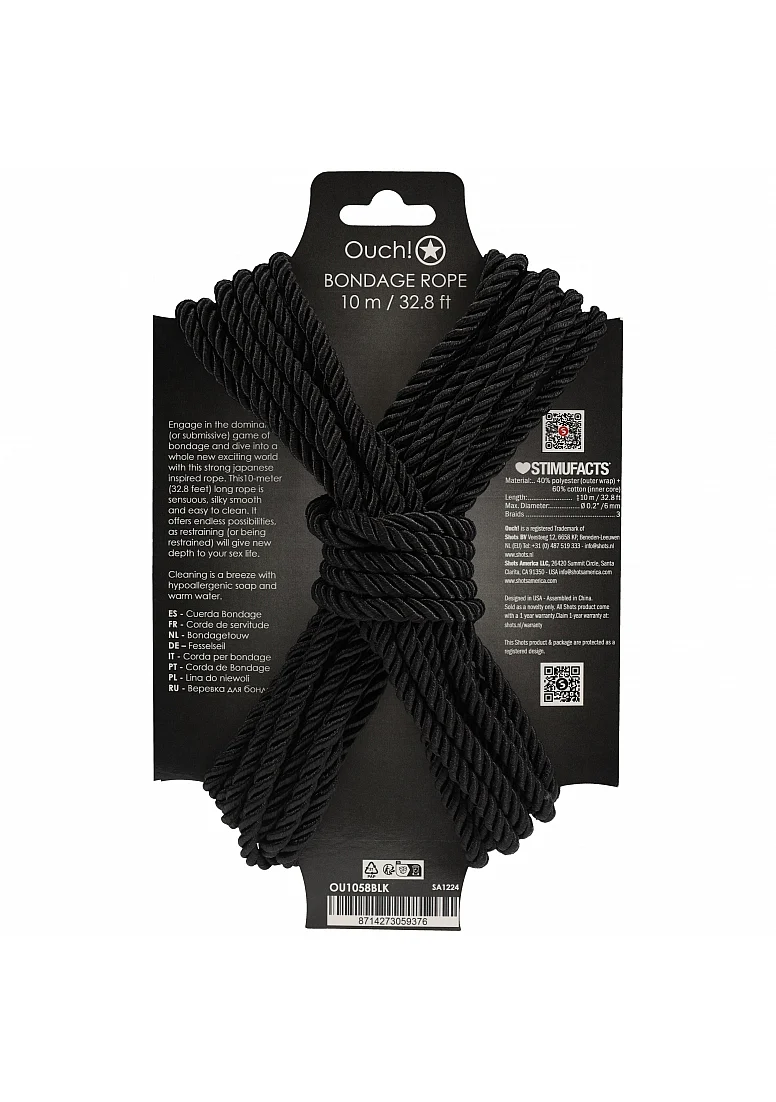 Ouch Bondage Rope 10m Black - Image 2