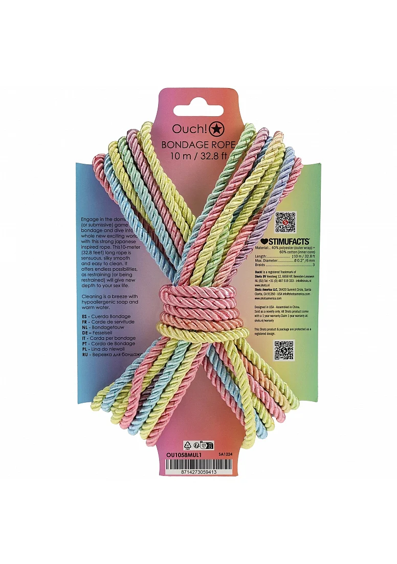 Ouch Bondage Rope 10m Multicolour Pastel - Image 2