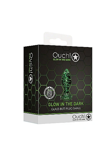 Ouch Glow in Dark Glass Butt Plug Small