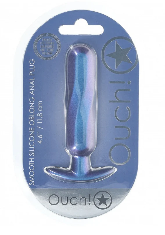 Ouch Oblong Anal Plug 4.6" Metallic Blue