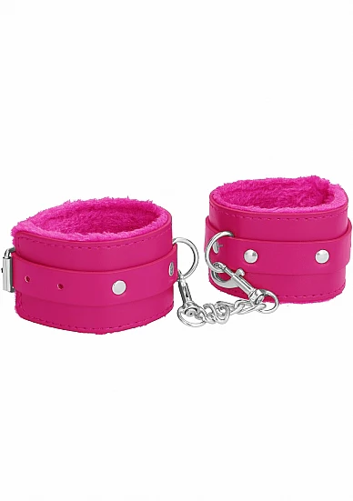 Ouch Plush Leather Ankle Cuffs Pink - Image 2