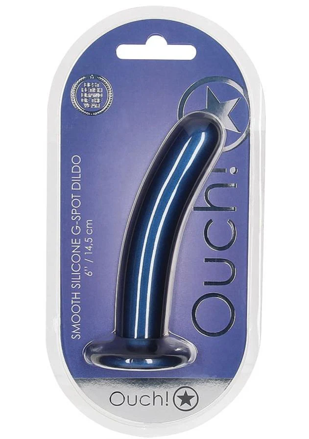 Ouch Smooth G-Spot Dildo 6" Metallic Blue