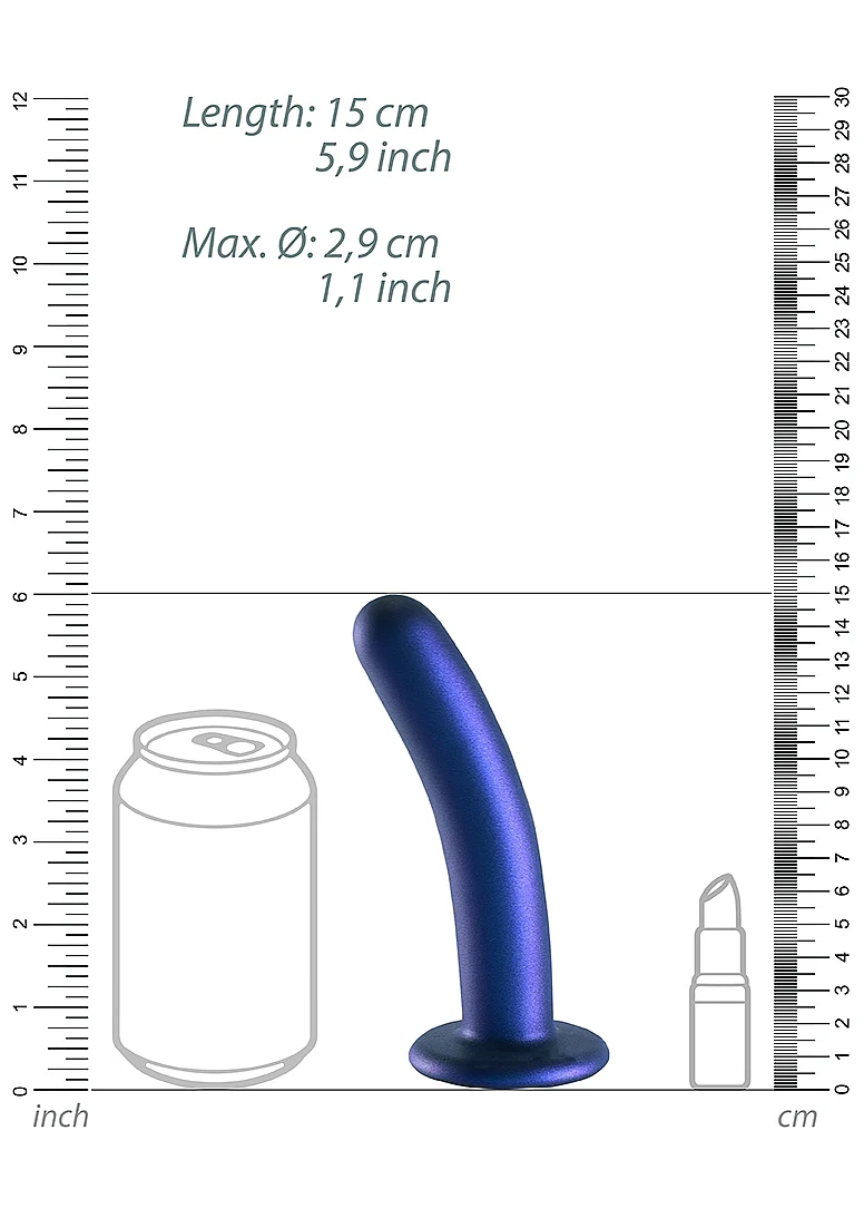 Ouch Smooth G-Spot Dildo 6" Metallic Blue - Image 5