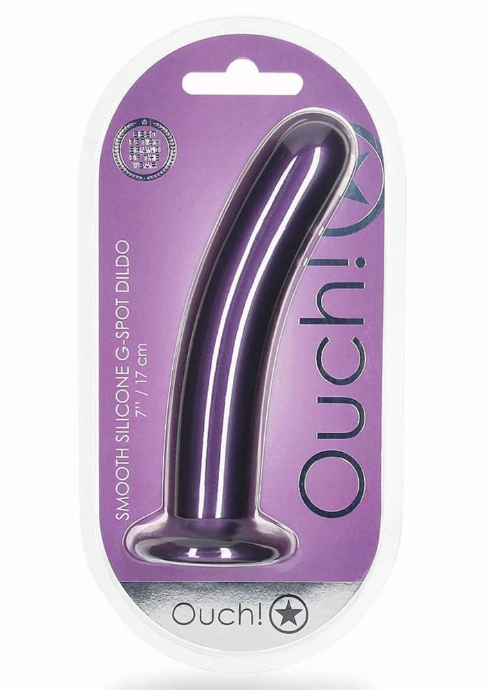 Ouch Smooth G-Spot Dildo 7'' Metallic Purple