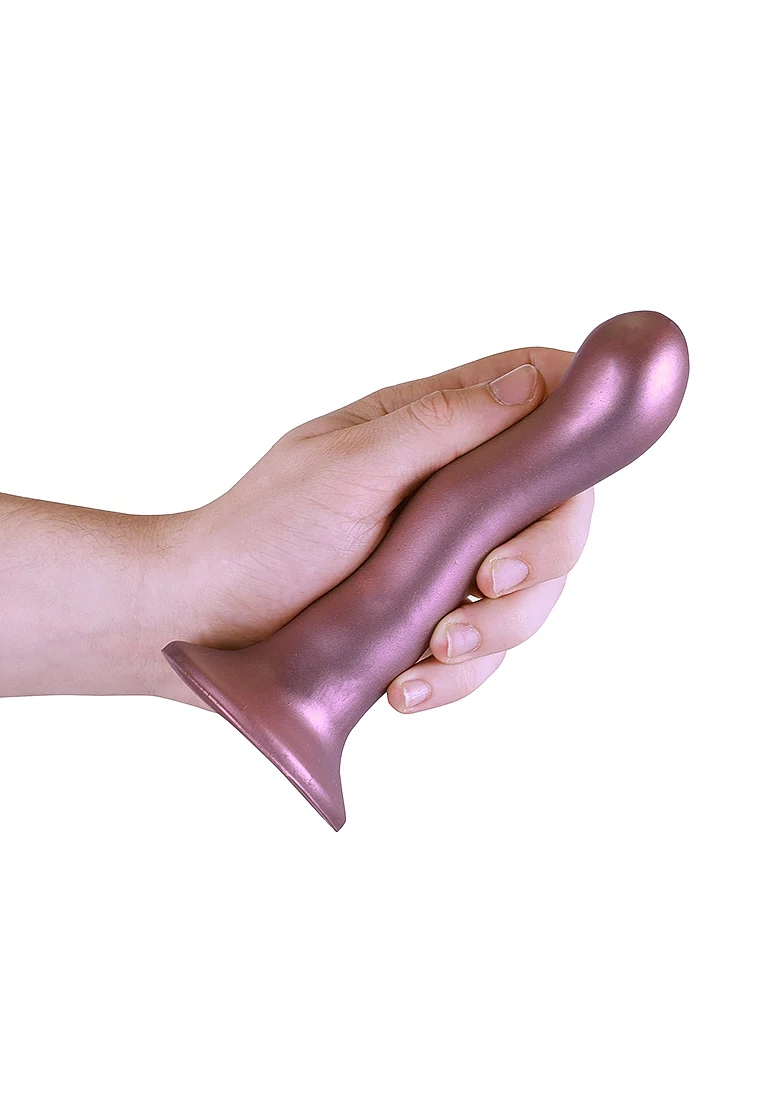 OUCH Ultra Soft Curvy G-Spot Dildo - 7" - Rose Gold - Image 3