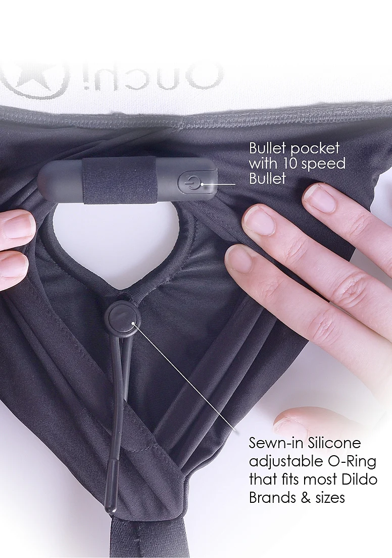 Ouch Vibrating Strap On Panty Harness – Black M/L - Image 3