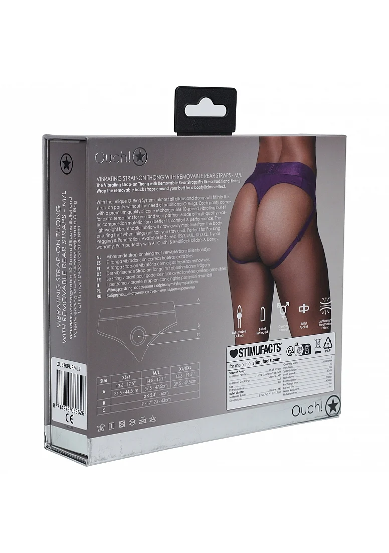 Ouch Vibrating Strap On Thong - Purple M/L - Image 3