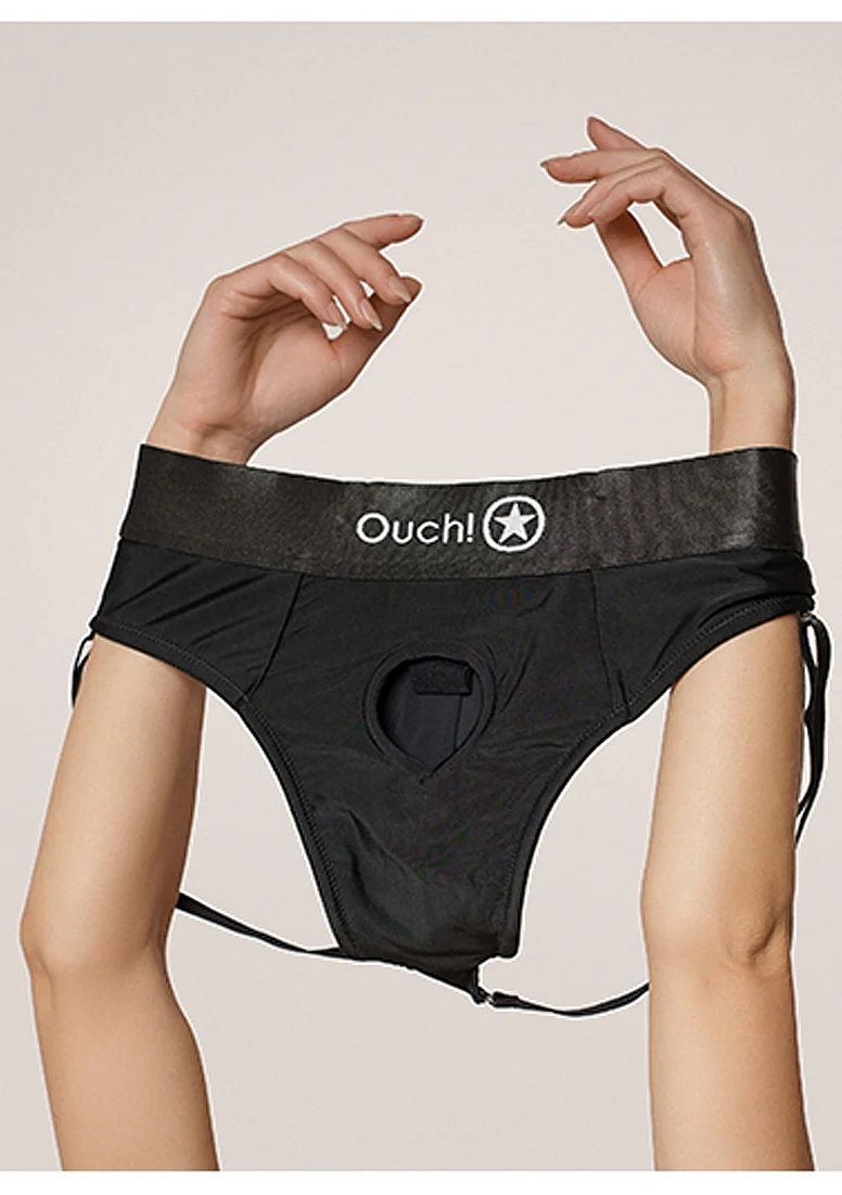 Ouch Vibrating Strap-on Thong with Removable Butt Straps - Black - XS/S - Image 4