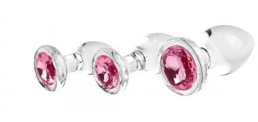 Adam & Eve Pink Gem Glass Plug Set - Image 3