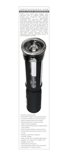 Zero Tolerance Pump It Up Rechargeable Suction Penis Pump - Image 2